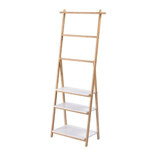 Takara Kusa 3-Tier Natural Bamboo Shelf & Rack Natural and White Bathroom Organiser 52.5x30x152cm