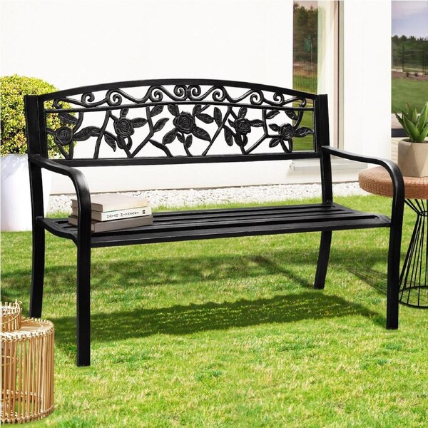 Livsip Garden Bench Seat Outdoor Furniture Patio Park Backyard Chair Black