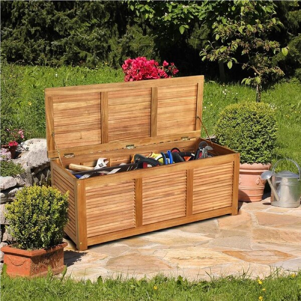 Costway Wood Outdoor Storage Box Garden Bench Seat Indoor Tool Toy Chest Organizer Furniture