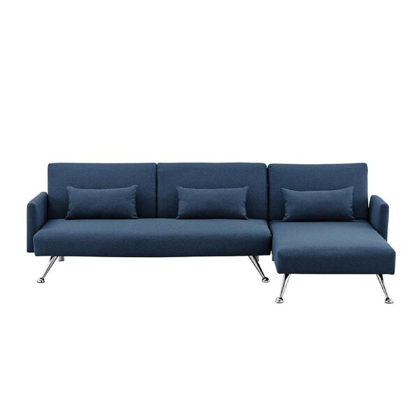Mia 3-Seater Corner Sofa Bed with Chaise Lounge & 3 Pillows by Sarantino - Blue
