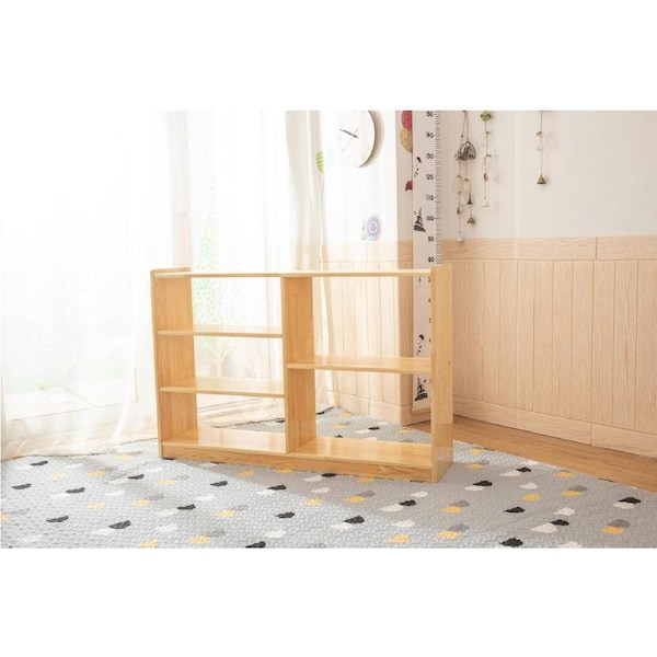 120CM Kids Childrens Wooden Timber Open Bookshelf Bookcase Storage Organiser Natural