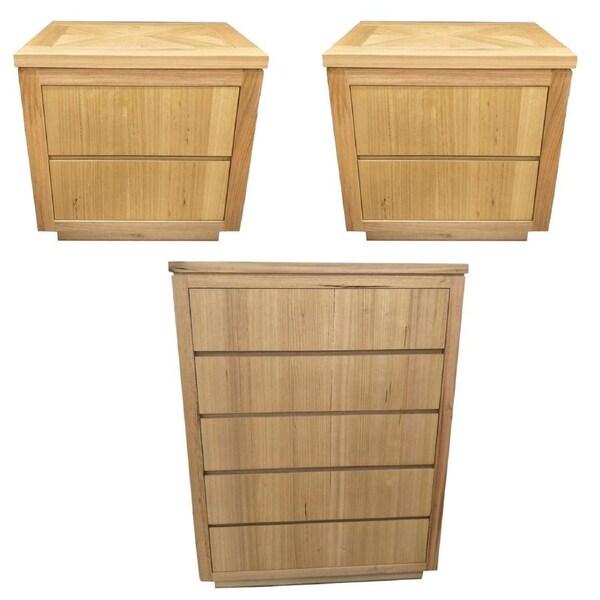 Rosemallow 2pc Bedside 1 Tallboy Bedroom Package Chest of Drawers Set Cabinet