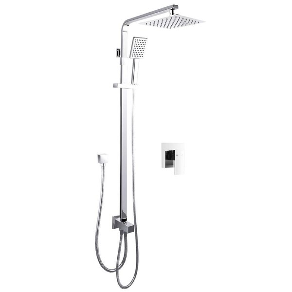 ACA WELS Square 8" Ultrathin Rainfall Shower Head Handheld Set Adjustable Sliding Height Rail w/Diverter Mixer Tap Chrome