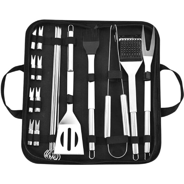 BBQ Grill Tool Set, 20 PCS BBQ Grill Accessories, Barbecue Utensils Kit for Backyard Outdoor Camping, Perfect Grilling Gift for on Birthday Wedding