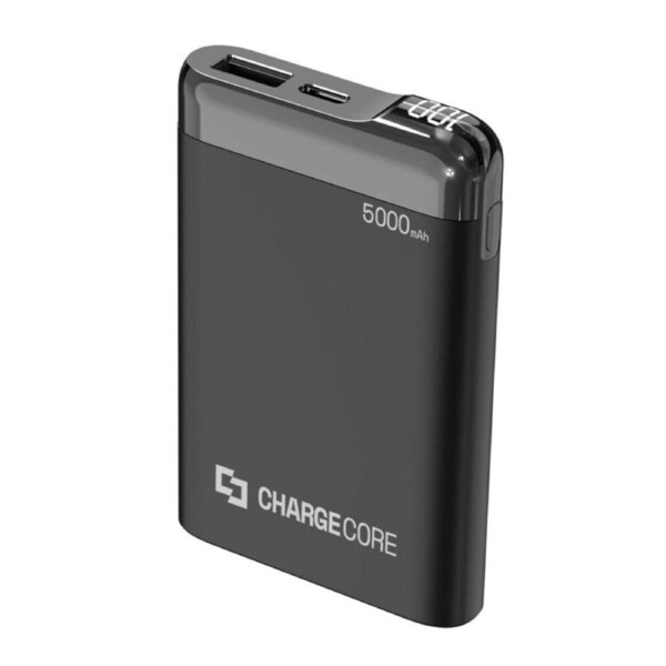 Laser 5000mAh Power Bank USB-C/USB-A Phone/Mobile Charger w/LED Display Black