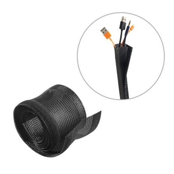 Brateck Flexible Cable Wrap Sleeve with Hook and Loop Fastener 135mm/5.3" Black [VS-135-B]