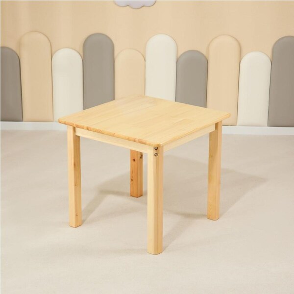 Square Wooden Timber Kids Table Childrens Study Activity Desk Pinewood 60x60cm