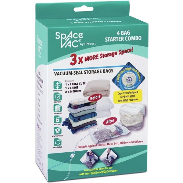 Space Vac Starter Combo Vacuum-Seal Storage Bags 4 Pack