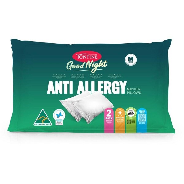 Tontine Allergy Sensitive Pillow 2 Pack Medium