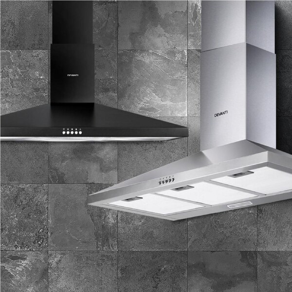 Devanti Range Hood 90cm Pyramid Rangehood 900mm Canopy Silver