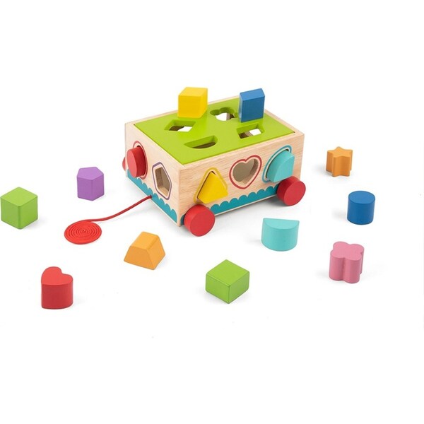 16pc Tooky Toy Kids/Children Wooden Shape Sorter Educational Block Puzzle 12m+