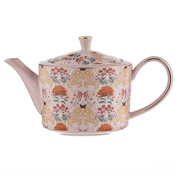 Ashdene Matilda New Bone China 650ml Teapot Kettle Tea Maker w/ Infuser Blush