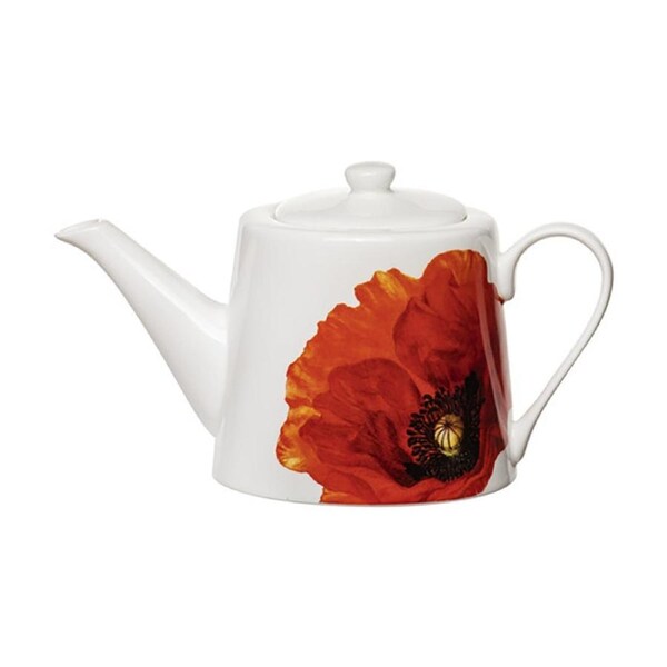 Ashdene Red Poppies Fine Bone 900ml Teapot Kettle Hot Tea Drink Maker w/ Infuser