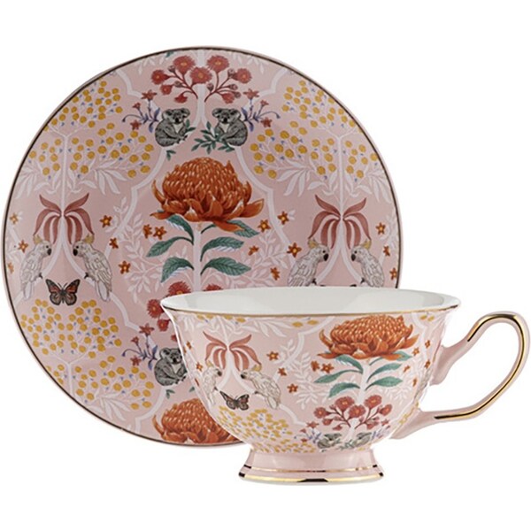 Ashdene Matilda Tea/Coffee Latte Drink Mug Cup & Saucer Set New Bone China Blush