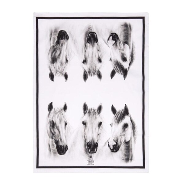 Ashdene Trio Grey Horse 70x50cm Tea/Kitchen Towel Dry Dish/Glass Cloth White