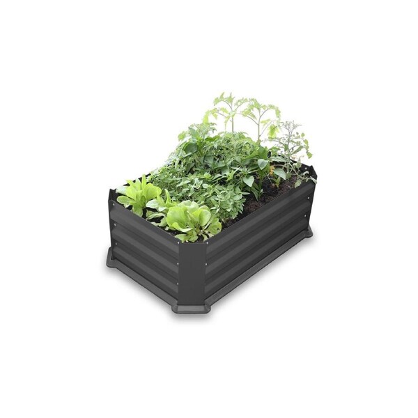 Greenlife Patio Raised Garden Bed with Plastic Base - Charcoal