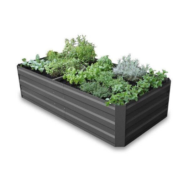 Greenlife Premium Large Raised Garden Bed with 4 Support Braces - 1800 x 900 x 450mm - Charcoal