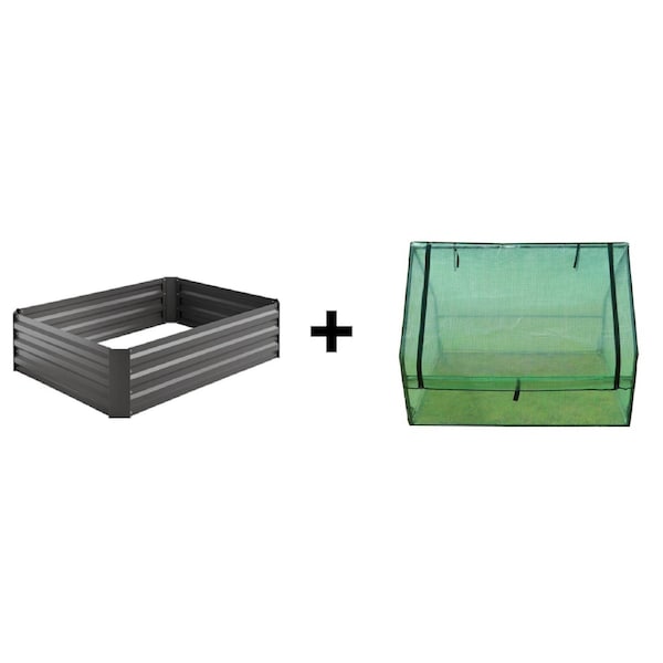 Greenlife Raised Garden Bed Charcoal + PE Greenhouse 1250 x 950 x 920