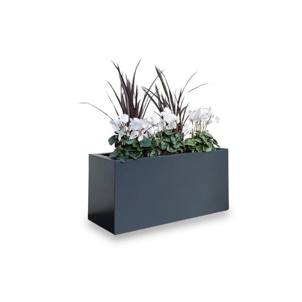 Greenlife Metal Designer Planter Box with Base 600 x 300 x 300mm Charcoal