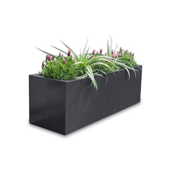 Greenlife Metal Designer Planter Box with Base 900 x 300 x 300mm Charcoal