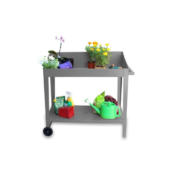 Greenlife Sturdy Mobile Potting Bench - 1000 x 550 x 1010mm - Slate Grey