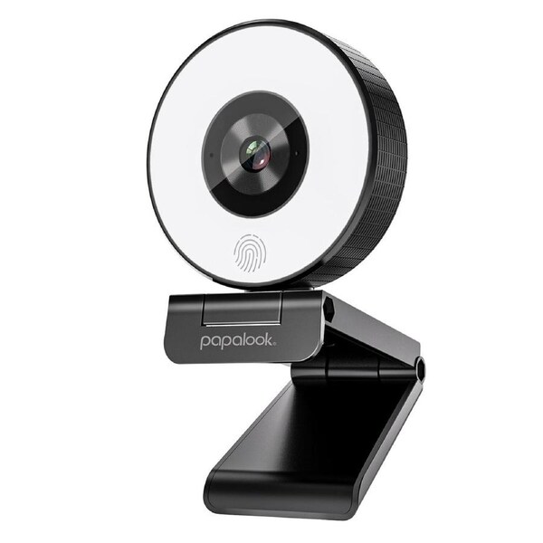 PAPALOOK PA552 2K/1080P Webcam with Light and Privacy Cover Full HD Streaming Web Camera with Dual Mic Plug and Play USB Computer Webcam