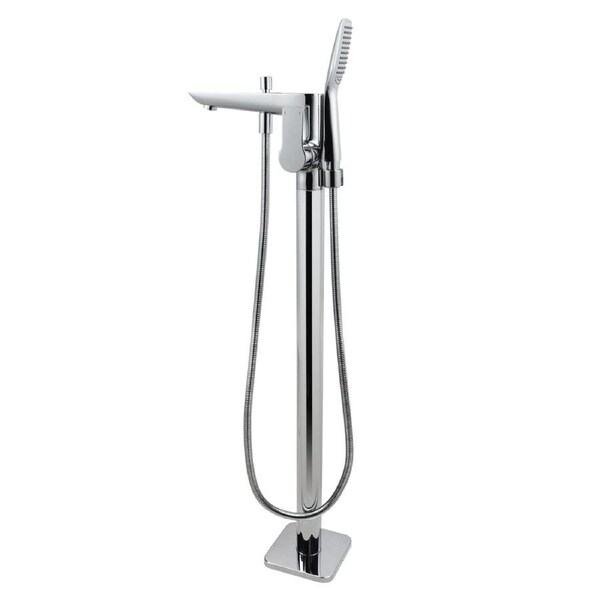 Chrome Freestanding Bath Floor Spout Diverter Mixer Tap Hand Held Shower Head