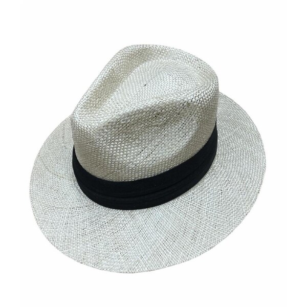 Natural Fibre Cooler Outback Fedora Panama Hat Summer Breathable w/ Black Band Medium/Large