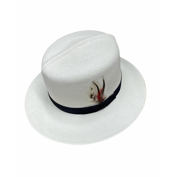 Hand Woven Grade 8 Panama Cooler Outback Hat Summer Breathable W/ Feather-Natural Small (6 3/4 - 6 7/8)