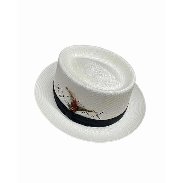 Hand Woven Fedora Trilby Pork Pie Hat Summer Breathable Waterproof - Natural Small (6 3/4 - 6 7/8)