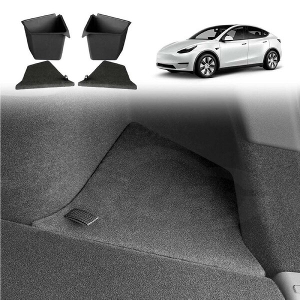 Tesla Model Y 2022-2025 Car Rear Trunk Storage Box Trunk Organizer Side Packets Tray Bins