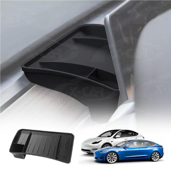 Tesla Model 3 2017-2023 and Model Y 2021-2025 Center Screen Console Dash Tray Organizer Hidden Storage Car Tissue Sunglasses Holder