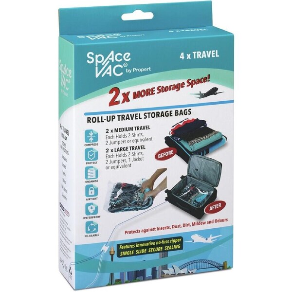 Space Vac Travel Vacuum-Seal Storage Bags 4 Pack