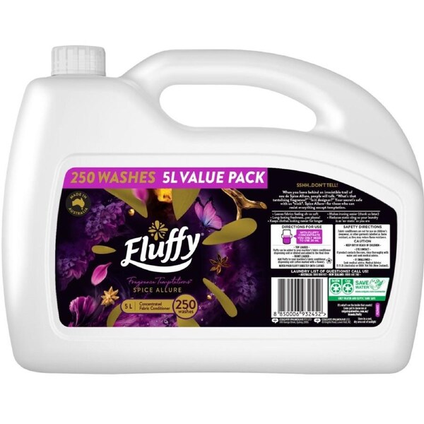 Fluffy Concentrate Liquid Fabric Softener Conditioner 5L, 250 Washes - Spice Allure