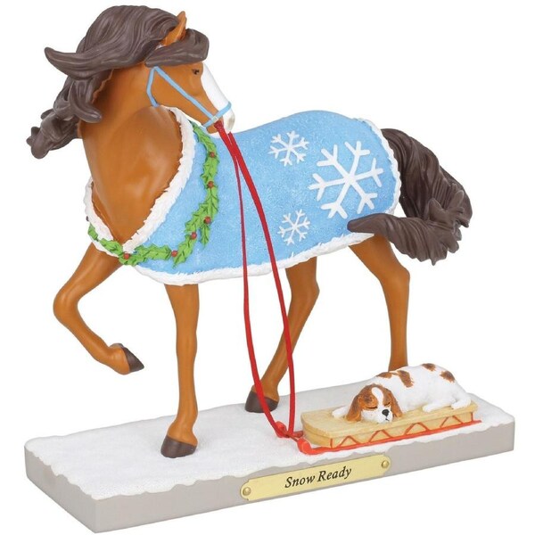 Trail of Painted Ponies - Snow Ready Christmas Brown Horse & Dog Figurine