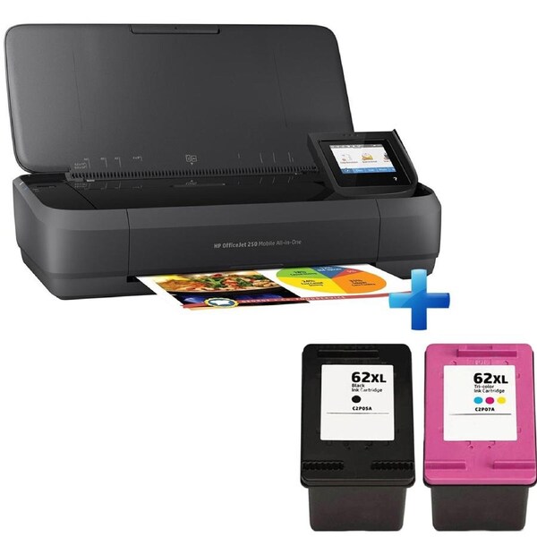 HP OfficeJet 250 All-in-One Mobile Portable Printer + Compatible Inks Bundle - SAME DAY SHIPPING