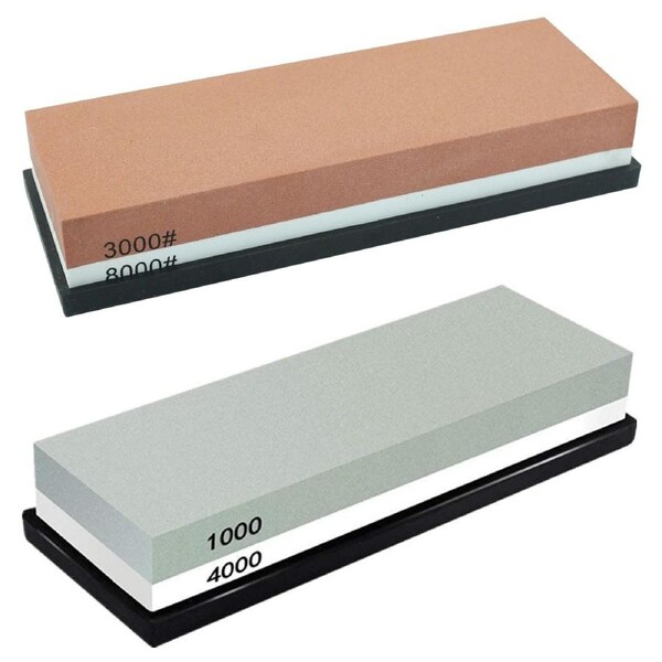 1000/4000+3000/8000 Dual Whetstone Set Knife Sharpening Water Stone Sharpener with Non-Slip Stand Holder