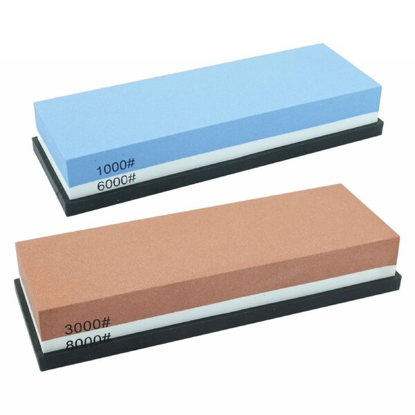 1000/6000+3000/8000 Dual Whetstone Set Knife Sharpening Water Stone Sharpener with Non-Slip Stand Holder