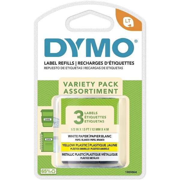 Dymo LetraTag Labeller Tape Variety Kit 3 Pack