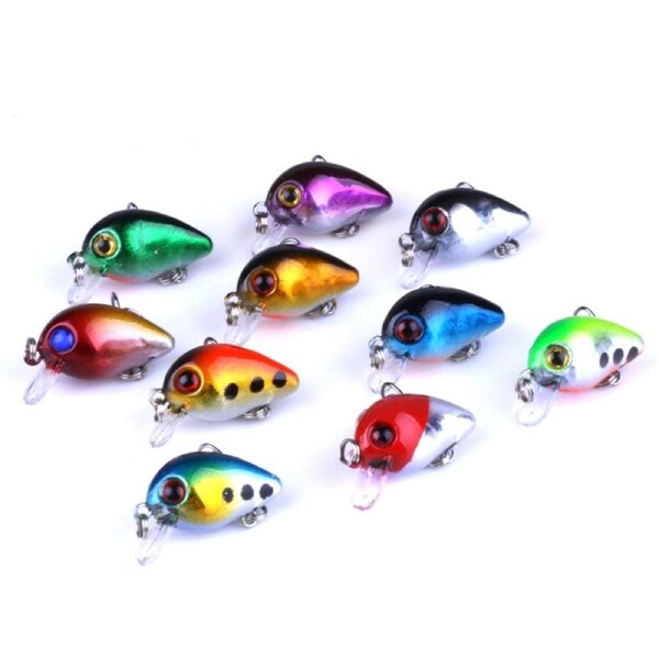 10 PCS Mini Crankbait Luya Fishing Lures with Plastic Box