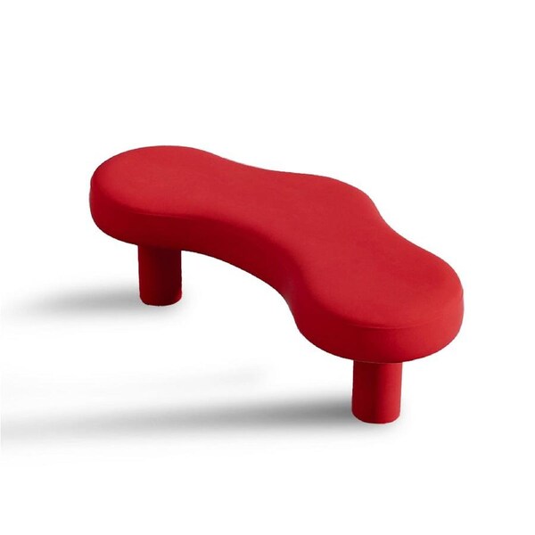 MIUZ Nordic Bench Stool Wooden Padded Seat Living Room Entryway Furniture - Red