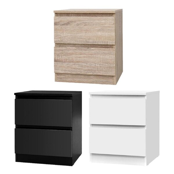 2 Drawers Artiss Bedside Table Side Table PEPE Black/White/Wood Wood