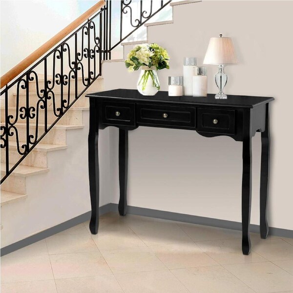 3 Drawers Artiss Console Table Hallway Hall Dressing Side White/Black White