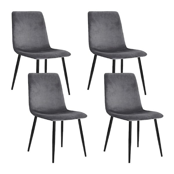4x Artiss Dining Chairs Modern Armchair Fabric Seat Cafe Kitchen Iron Legs Grey Velvet Grey