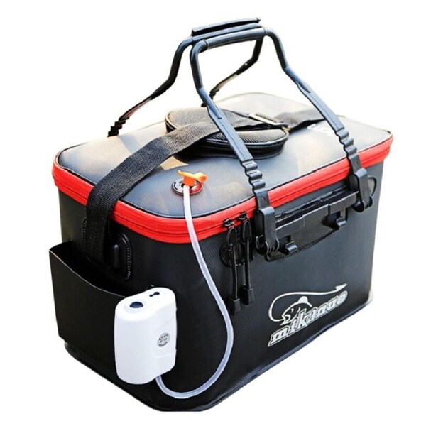 Multifunctional Folding Live Fish Box Fishing Bucket - 35L Black