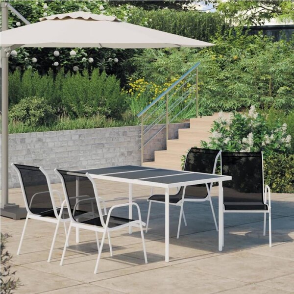 5 Piece Outdoor Dining Set Steel Black vidaXL