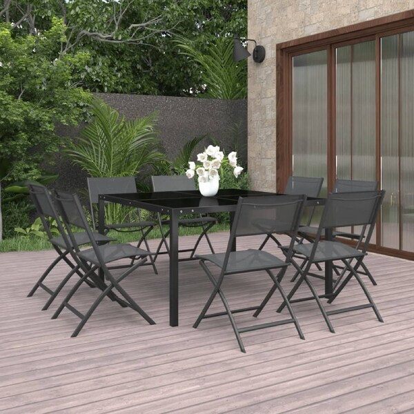 9 Piece Outdoor Dining Set Steel vidaXL