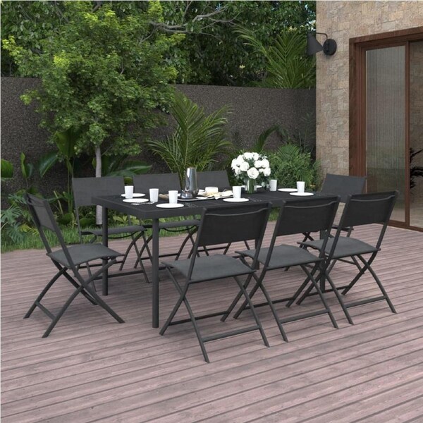 9 Piece Outdoor Dining Set Steel vidaXL