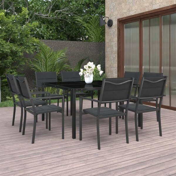 9 Piece Outdoor Dining Set Steel vidaXL