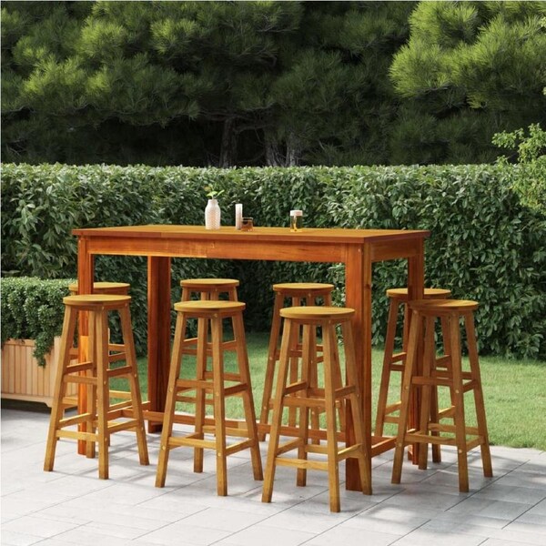 Bar Stools 8 pcs Solid Wood Acacia vidaXL